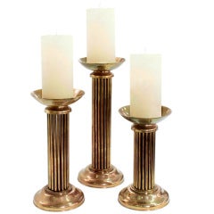 Vintage Set of 3 Brass Candlestick Holders