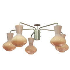 Large and Exceptional Chandelier with Hand-blown Glass Shades by Venini