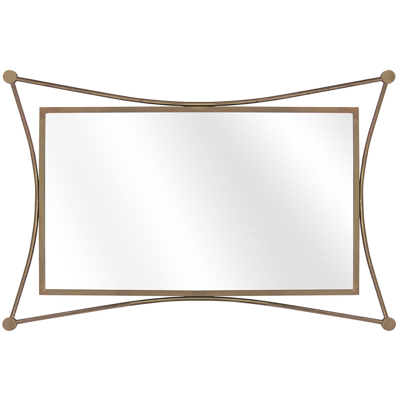 Atomic Style Rectangular Mirror with Frame in Brass