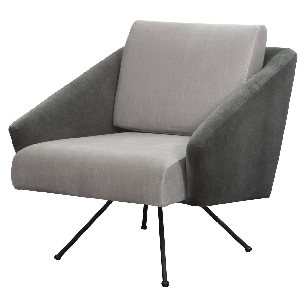 Italian Swiveling Sculptural Lounge Chair with Splayed Legs