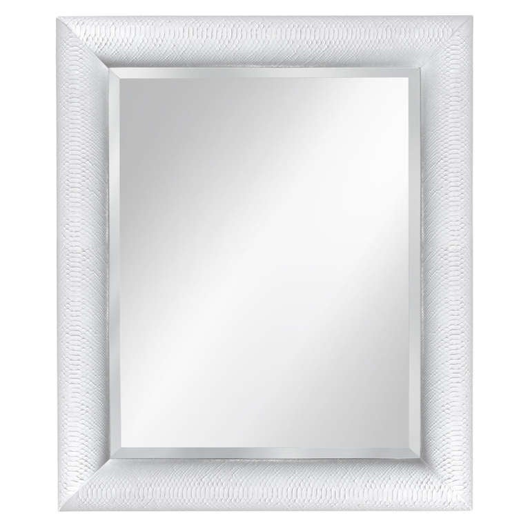 Karl Springer white snakeskin mirror, 1970s