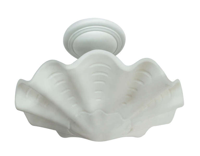Suspended scalloped plaster sea shell ceiling fixture by Sirmos, American 1970's