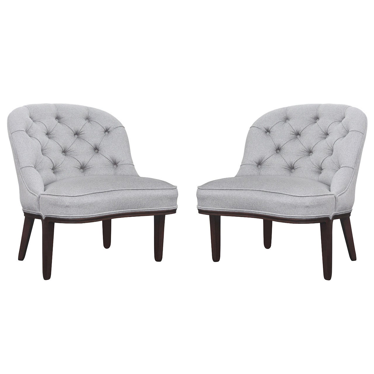 Pair of Tufted-Back Slipper Chairs by Edward Wormley