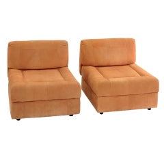 Chic Suede Slipper Chairs by Benjamin Lafer