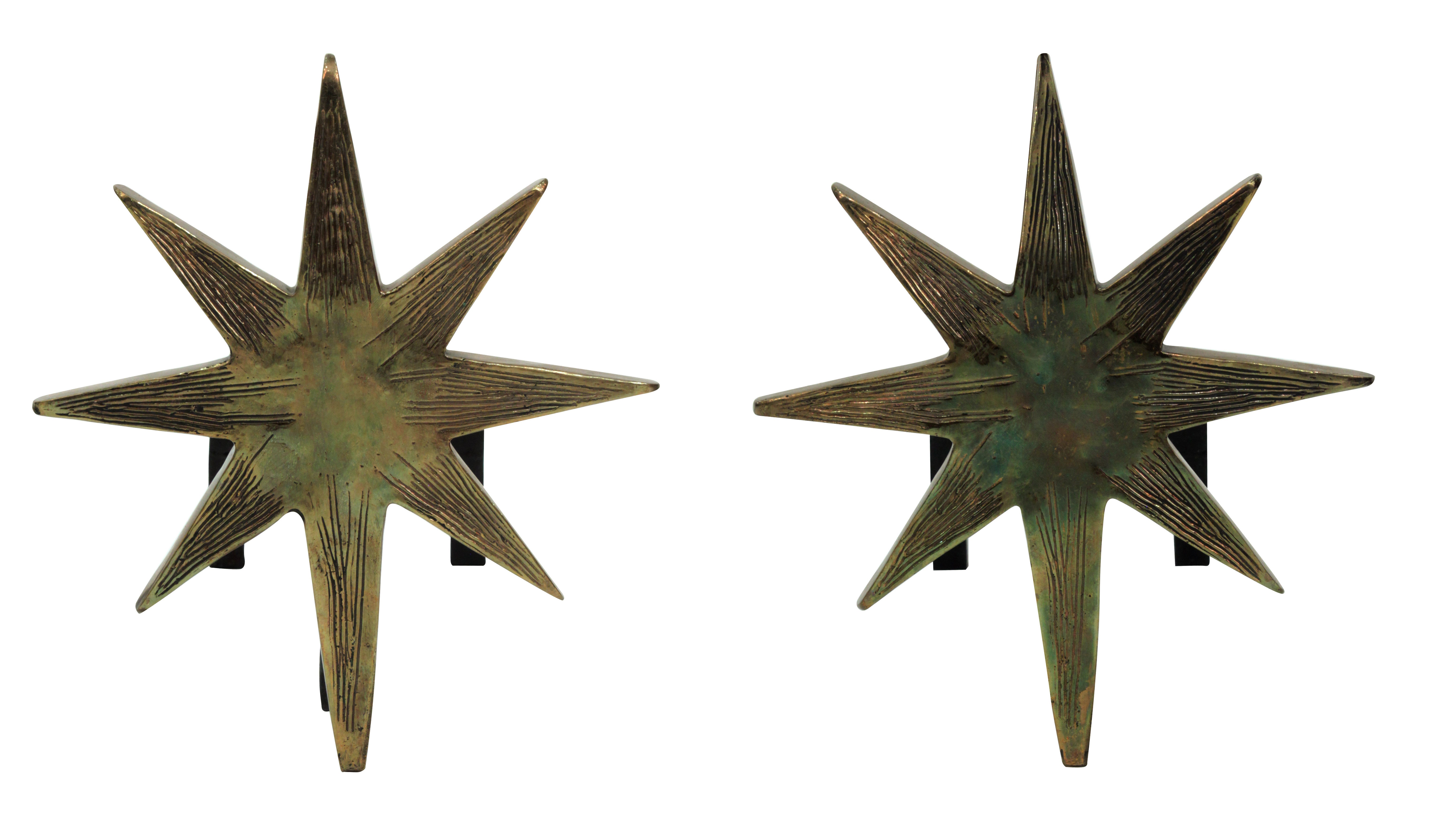 Pair of Giacometti Inspired Star Andirons
