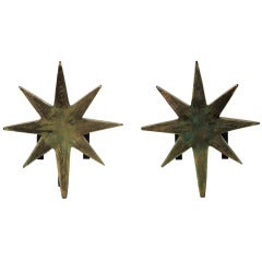 Pair of Giacometti Inspired Star Andirons