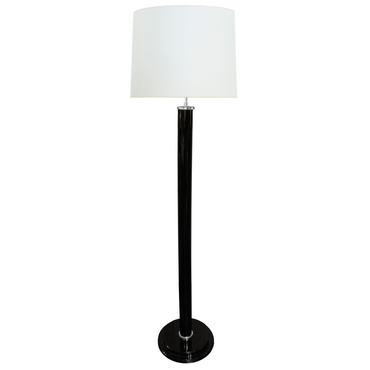 Floor Lamp in Black Lucite with Steel Accents by Karl Springer