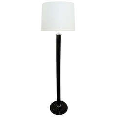 Floor Lamp in Black Lucite with Steel Accents by Karl Springer