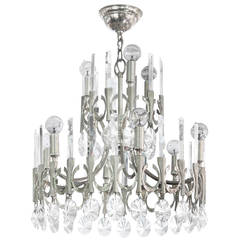 Stunning Chandelier in Brushed Nickel with Crystals by Sciolari