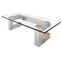 Vintage Aluminum and Brass Coffee Table by Habitat