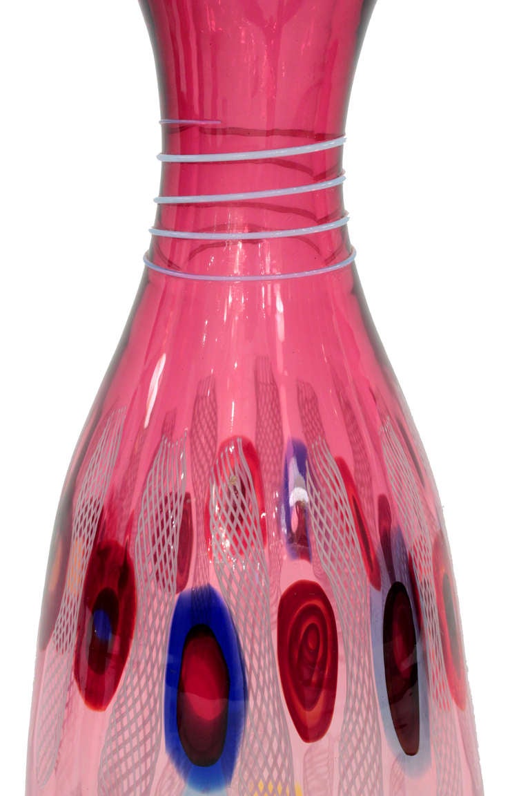 Anzolo Fuga Handblown Glass Vases from the “Murrine Incatenate” Series 1959 In Excellent Condition In New York, NY