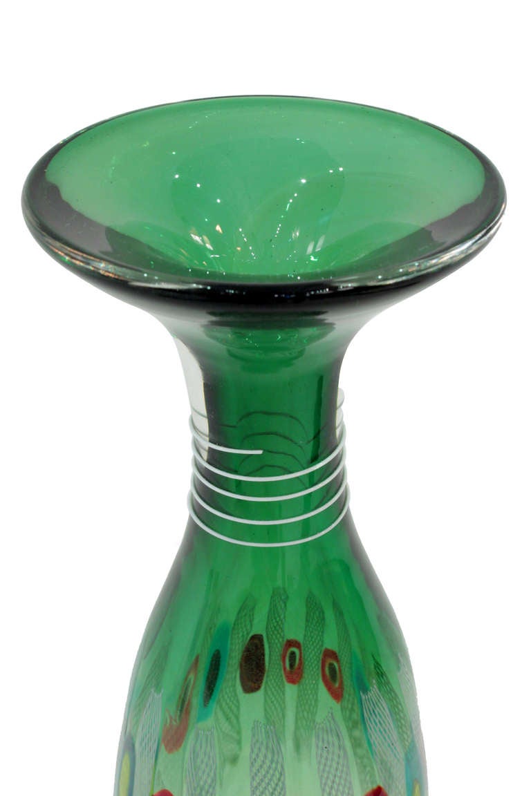 Hand-Crafted Anzolo Fuga Handblown Glass Vases from the “Murrine Incatenate” Series 1959