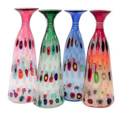 Anzolo Fuga Handblown Glass Vases from the “Murrine Incatenate” Series