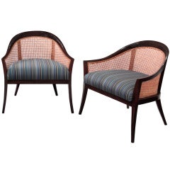 Pair of Lounge Chairs with Indian Cane Back by Harvey Probber