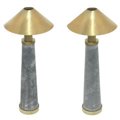 Retro Pair of Rare "Lighthouse Table Lamps" in Shagreen by Karl Springer