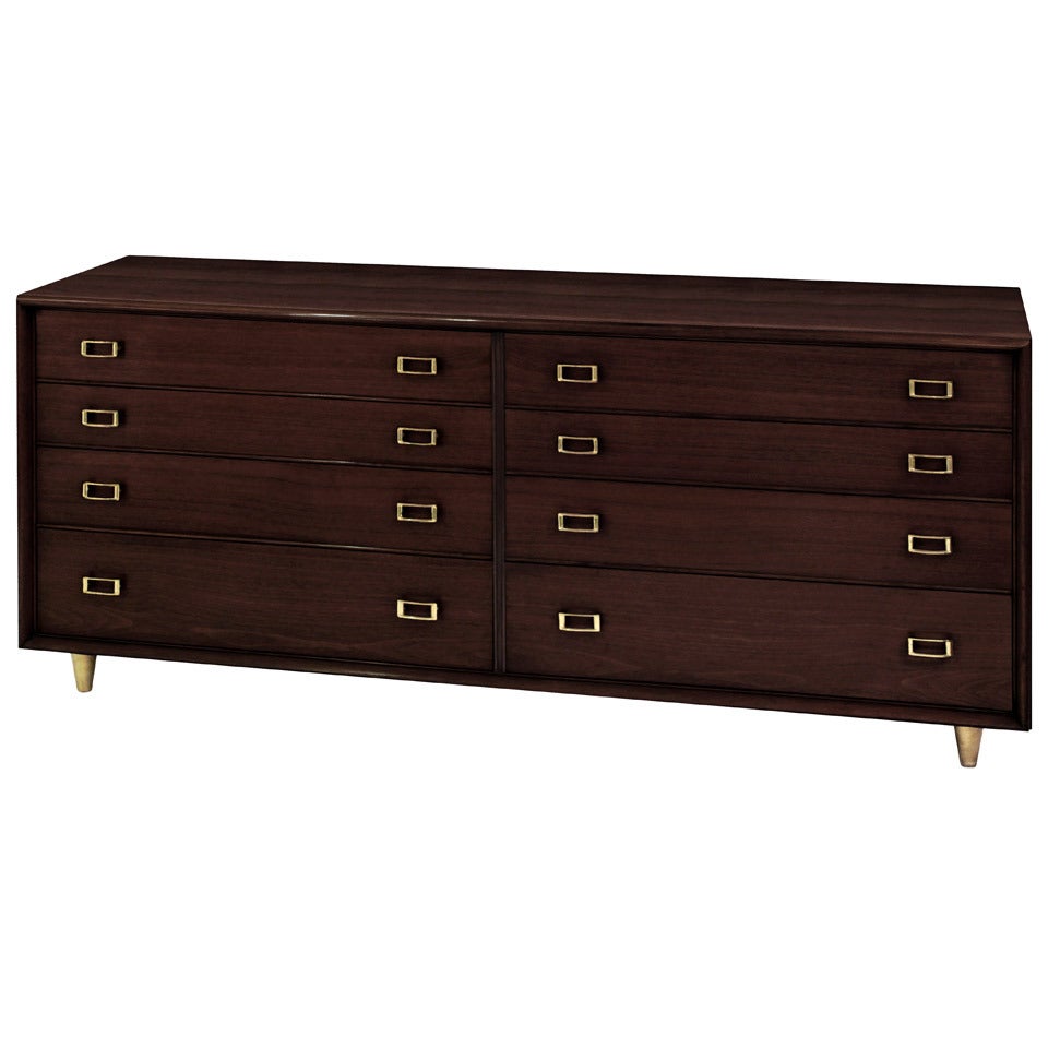Chest of Drawers with Brass Buckle Pulls by Paul Frankl