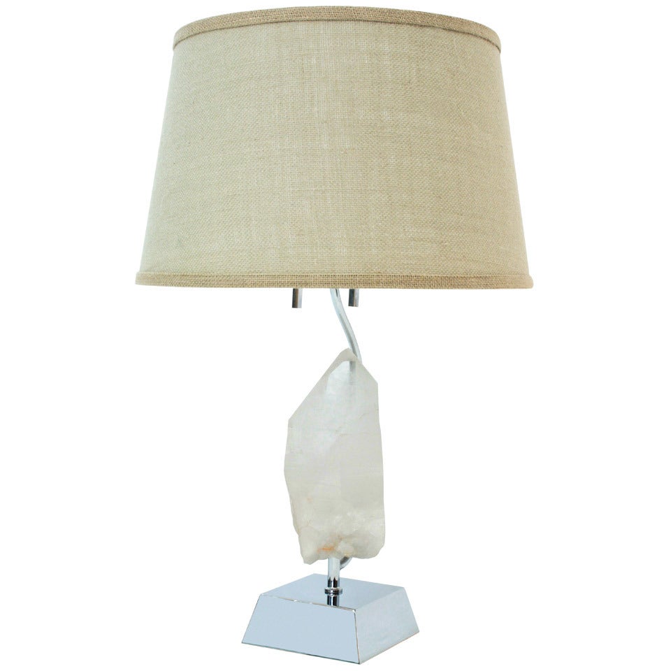 Table Lamp with Mounted White Quartz by Karl Springer