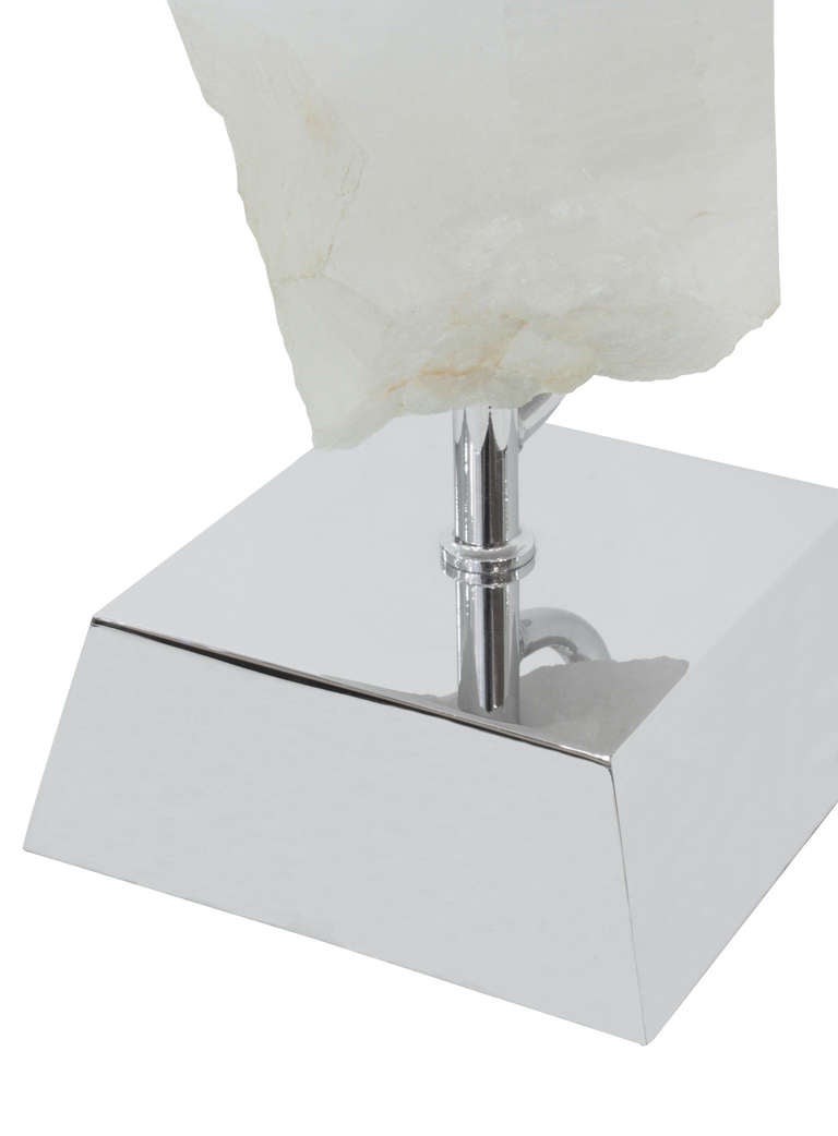 Table Lamp with Mounted White Quartz by Karl Springer In Excellent Condition In New York, NY