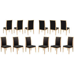 Set of 12 Dining Chairs in Platinum Maple by Tommi Parzinger