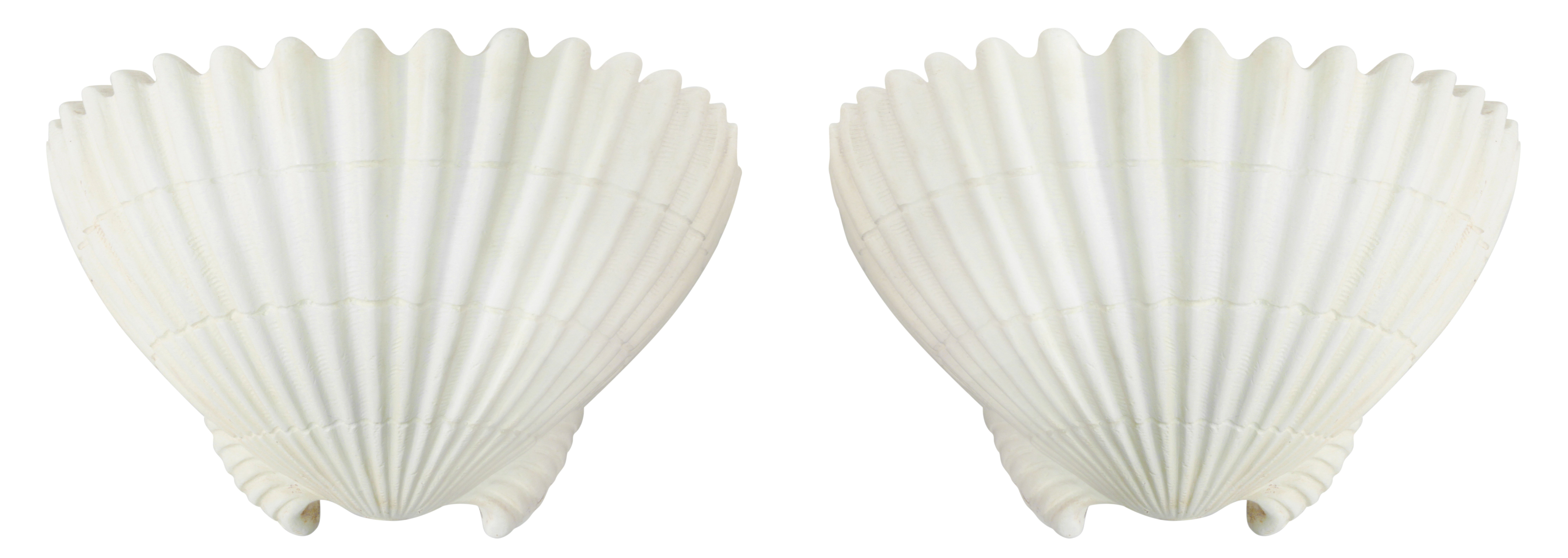 Pair of Clam Shell Wall Sconces in Cast Resin by Sirmos