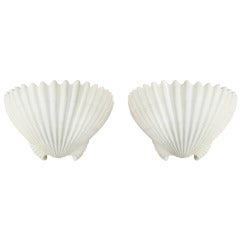 Pair of Clam Shell Wall Sconces in Cast Resin by Sirmos