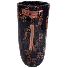 Shimmering Hand-blown Glass Vase by Vittorio Ferro