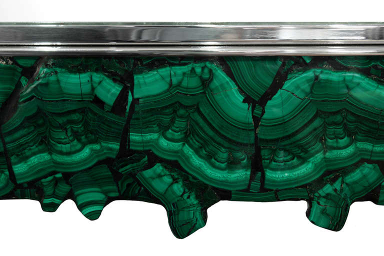 American Exceptional Mirror with Polished Malachite Frame