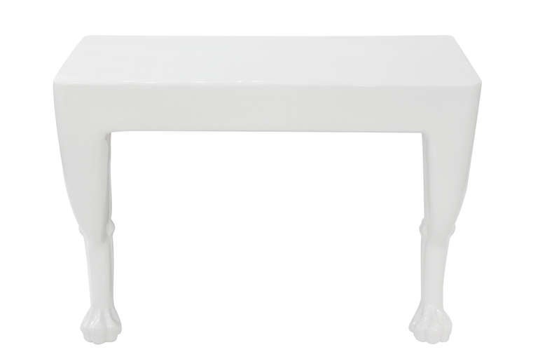 Wall-mounted console table in resin with iconic paws on front legs by John Dickinson, American 1980
*Letter of Provenance to accompany table upon sale*