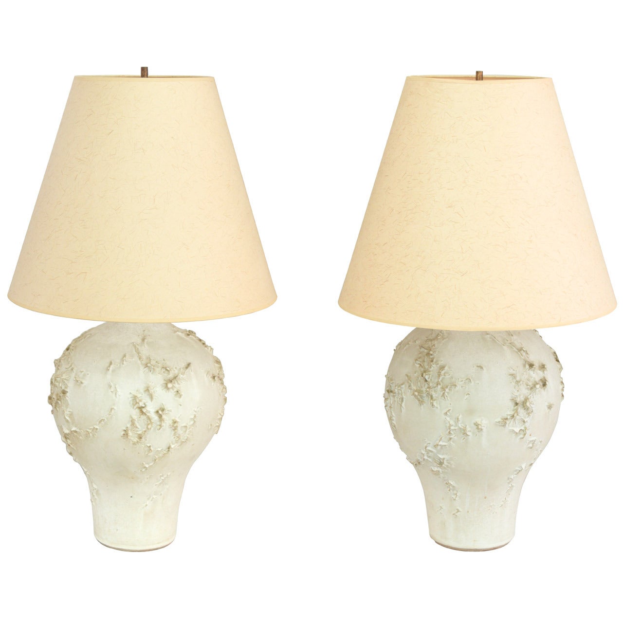 Pair of Hand-Thrown Ceramic Table Lamps by Design Technics