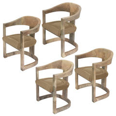 Set of Four "Onassis Chairs" in Lacquered Goatskin by Karl Springer