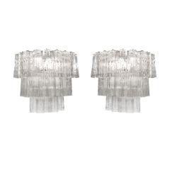 Pair of Murano Sconces with Hanging Glass Tubes Pair of Murano Sconces with Hanging Glass Tubes