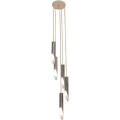 Chandelier with Five Chrome Pendant Lights by Robert Sonneman 5