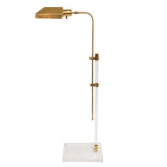 Reading Lamp in Brass and Lucite with Adjustable Shade