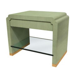 Side Table Covered in Green Karung Snakeskin by Ron Seff