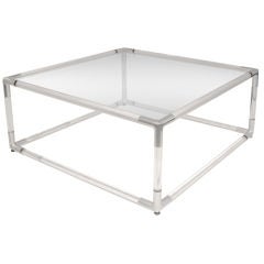 Coffee Table with Base in Lucite with Chrome Corners 3