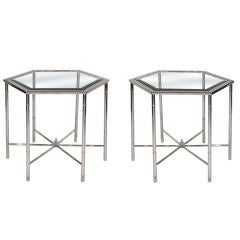 Pair of Chic Occasional Tables in Polished Nickel by Mastercraft