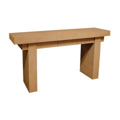 “T-Style Console Table” in Lacquered Linen by Karl Springer