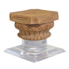 Occasional Table in Carved Oak and Lucite by Lorin Marsh 6