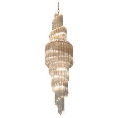 Spiral Chandelier with Cut Glass Rods by Venini