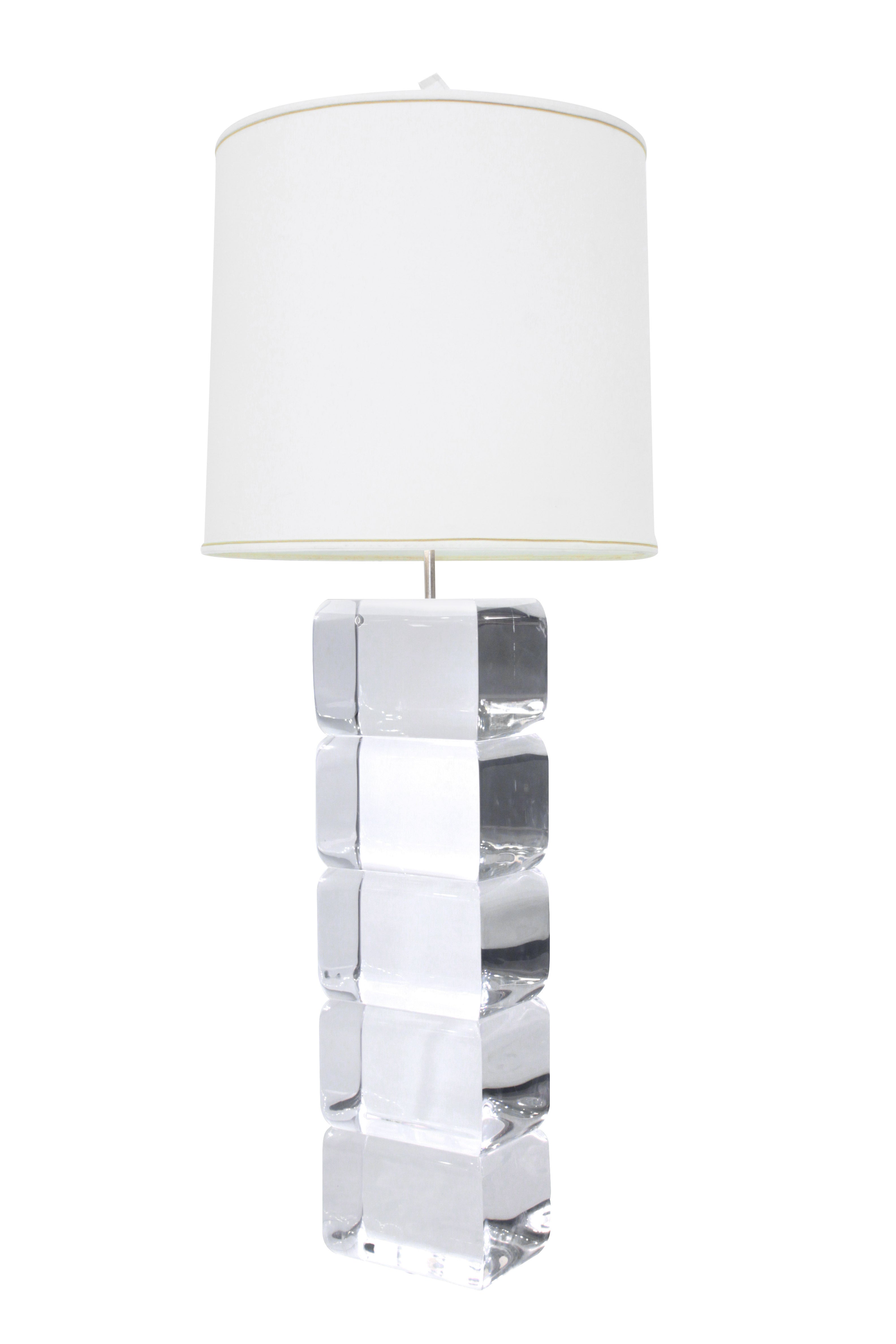 Impressive Monumental Solid Lucite Block Table Lamp