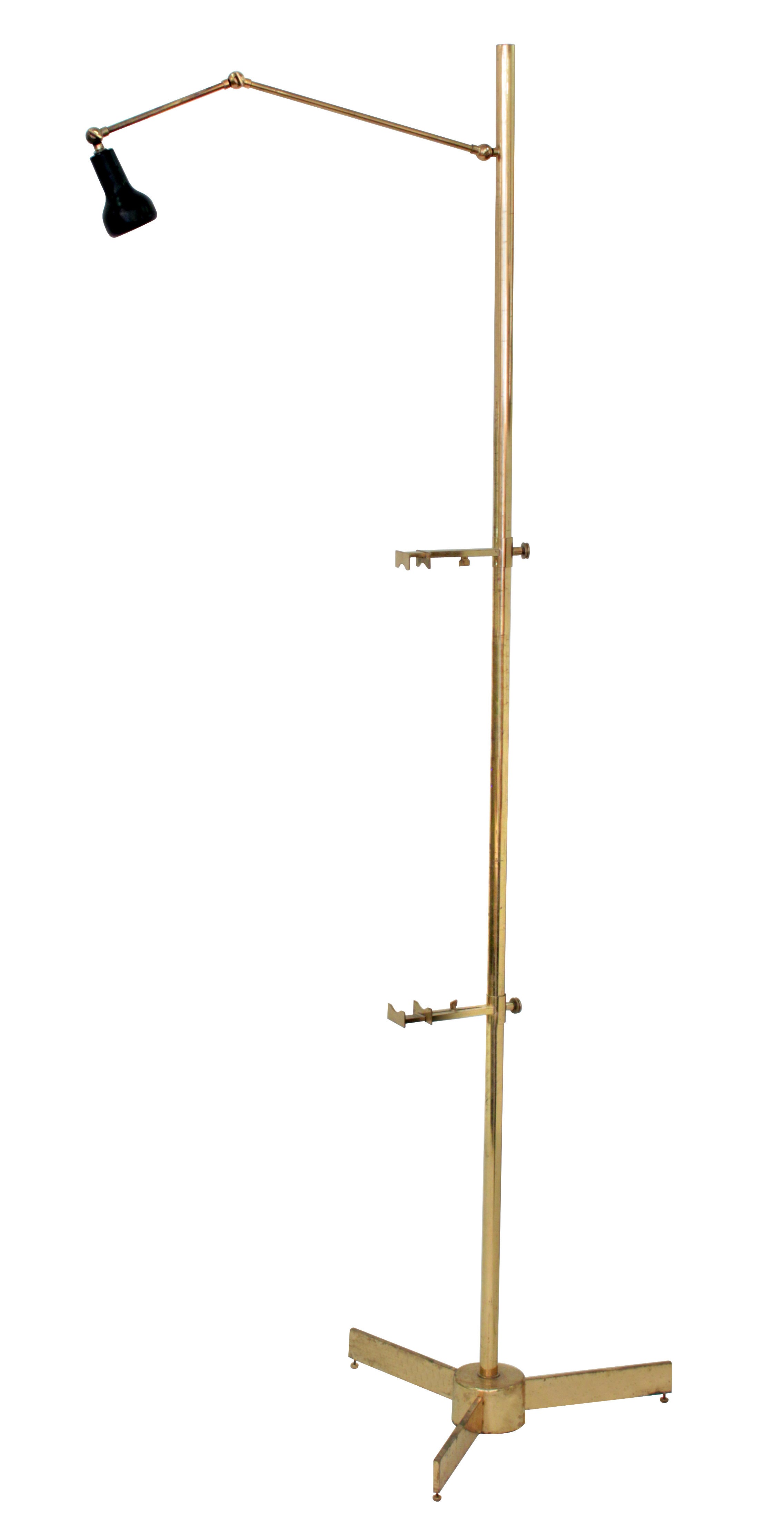 Floor Lamp in Brass with Picture Holder and Spotlight by Angelo Lelli