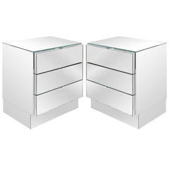 Chic Pair of Mirrored Bedside Tables by Ello