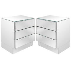 Chic Pair of Mirrored Bedside Tables by Ello