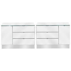 Pair of Mirrored Bedside Tables with Drawers and Door by Ello
