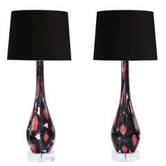 Pair of Handblown Glass Table Lamps by Fratelli Toso 4