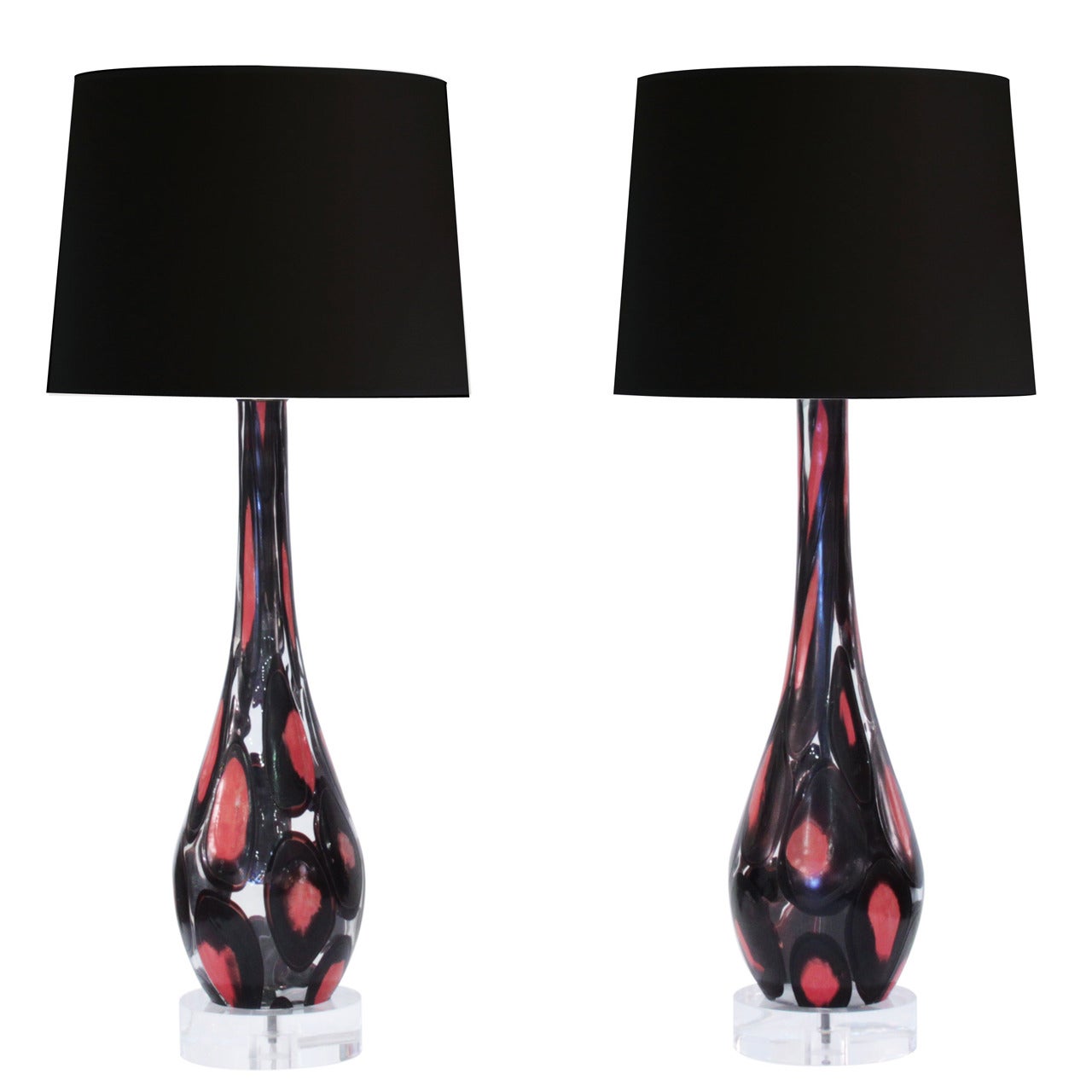 Pair of Handblown Glass Table Lamps by Fratelli Toso