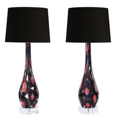 Pair of Handblown Glass Table Lamps by Fratelli Toso
