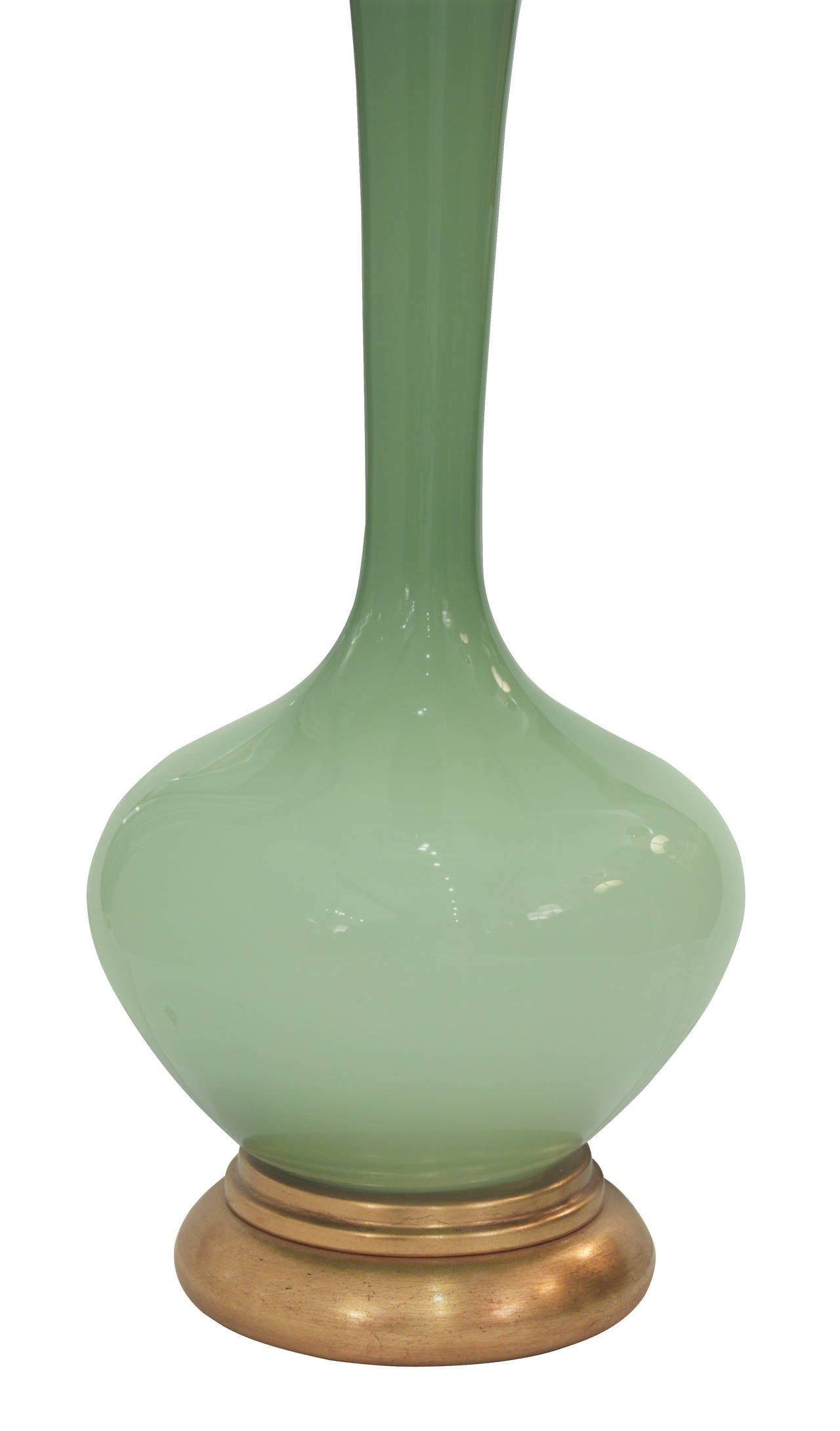 Large Swedish Handblown Green Glass Table Lamp at 1stdibs