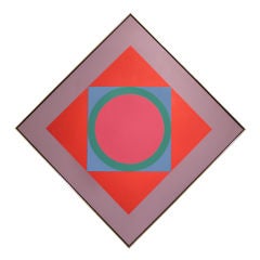 Large Colorful Geometric Oil on Canvas