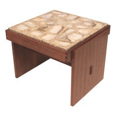 Vintage Occasional Teak Table with Stone Composite Top by Brown Saltman